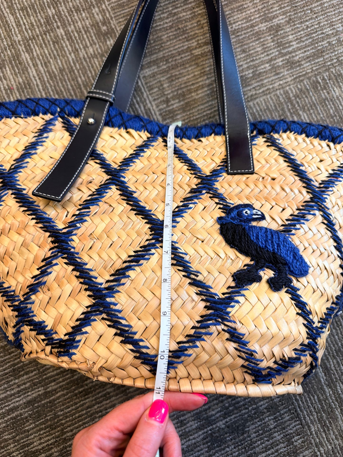 Loewe Tote in Neutral Raffia with Embroidered Accents