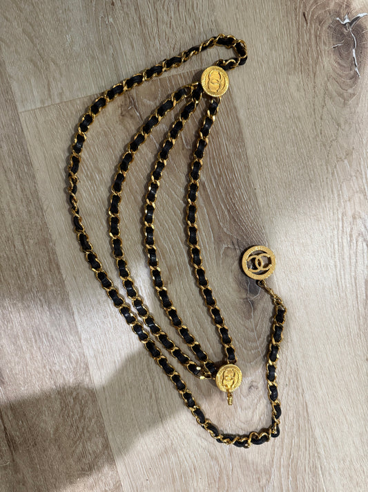 Chanel Black and Gold 98CM Belt