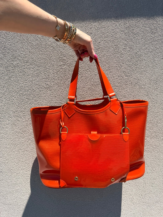 Louis Vuitton Epi Plage Lagoon Bay handbag in a vibrant orange