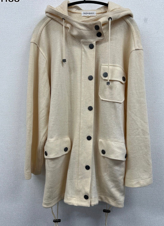 YSL Beige Logo Button hoodie jacket size L