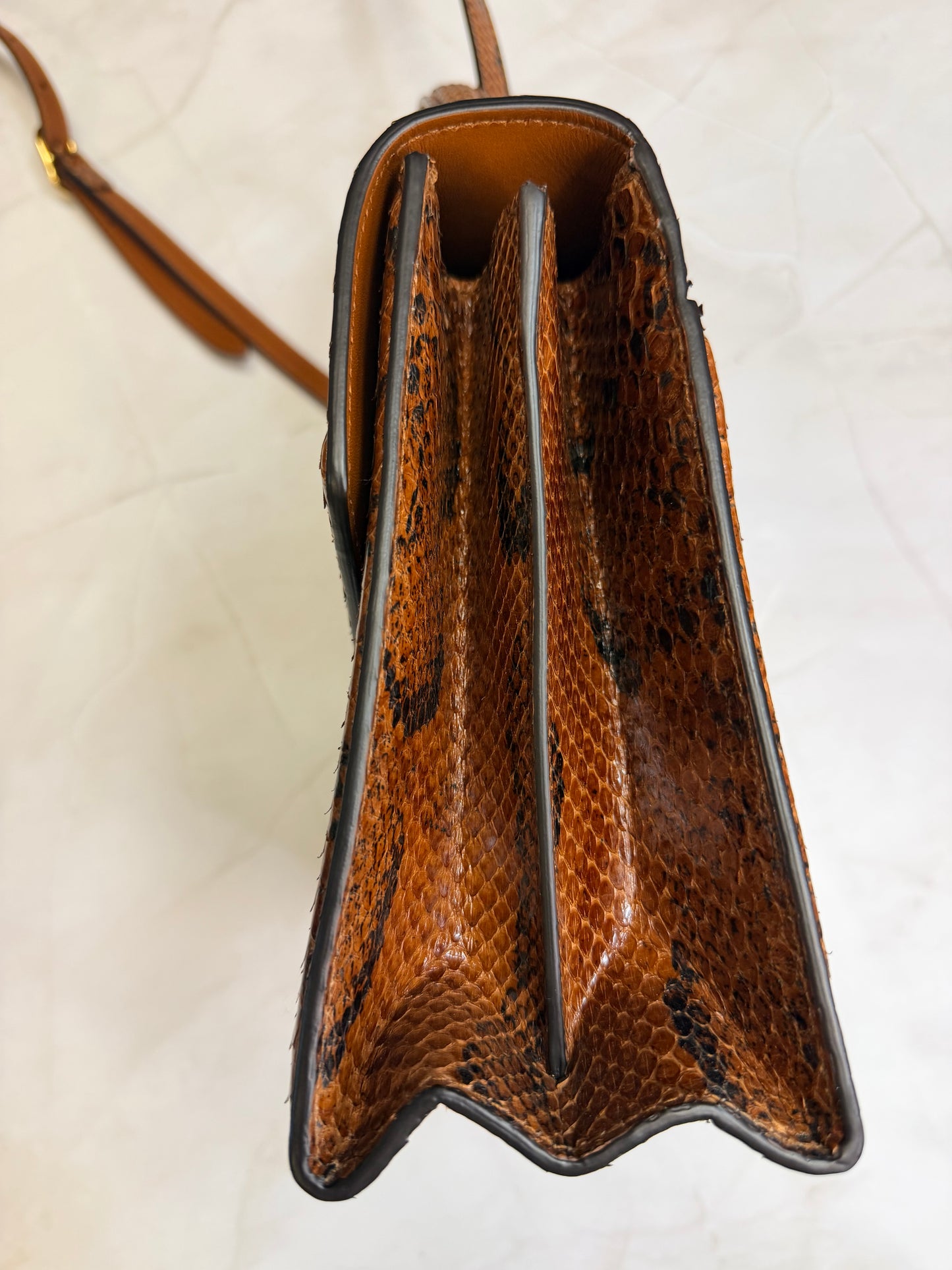 Gucci. Brown python skin Sylvie 1969 tote bag