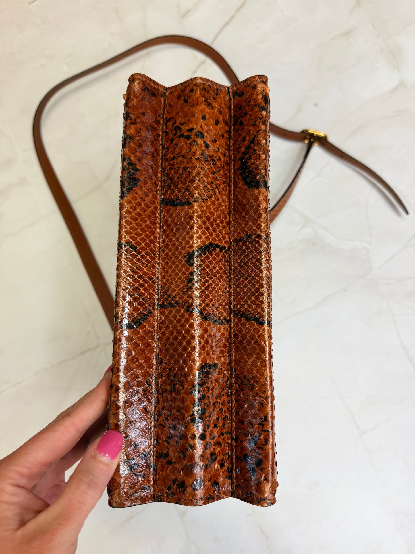 Gucci. Brown python skin Sylvie 1969 tote bag