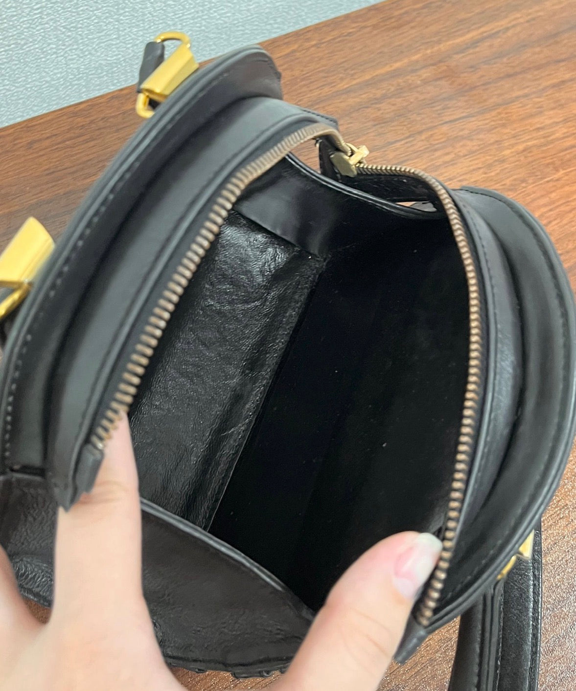 Versace black leather gold tone hardware Mini Tribute Medallion Tote