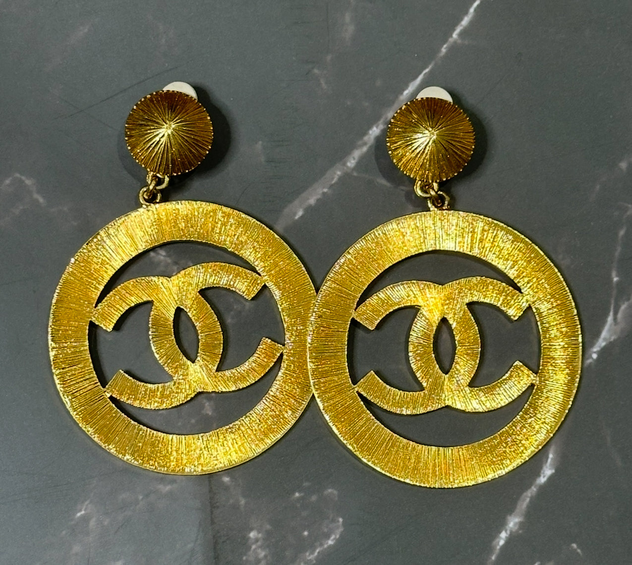 Chanel Vintage Collection 29 Sunburst Jumbo Clip On Earrings