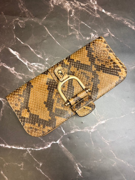 Gucci Brown Python Clutch with dustbag