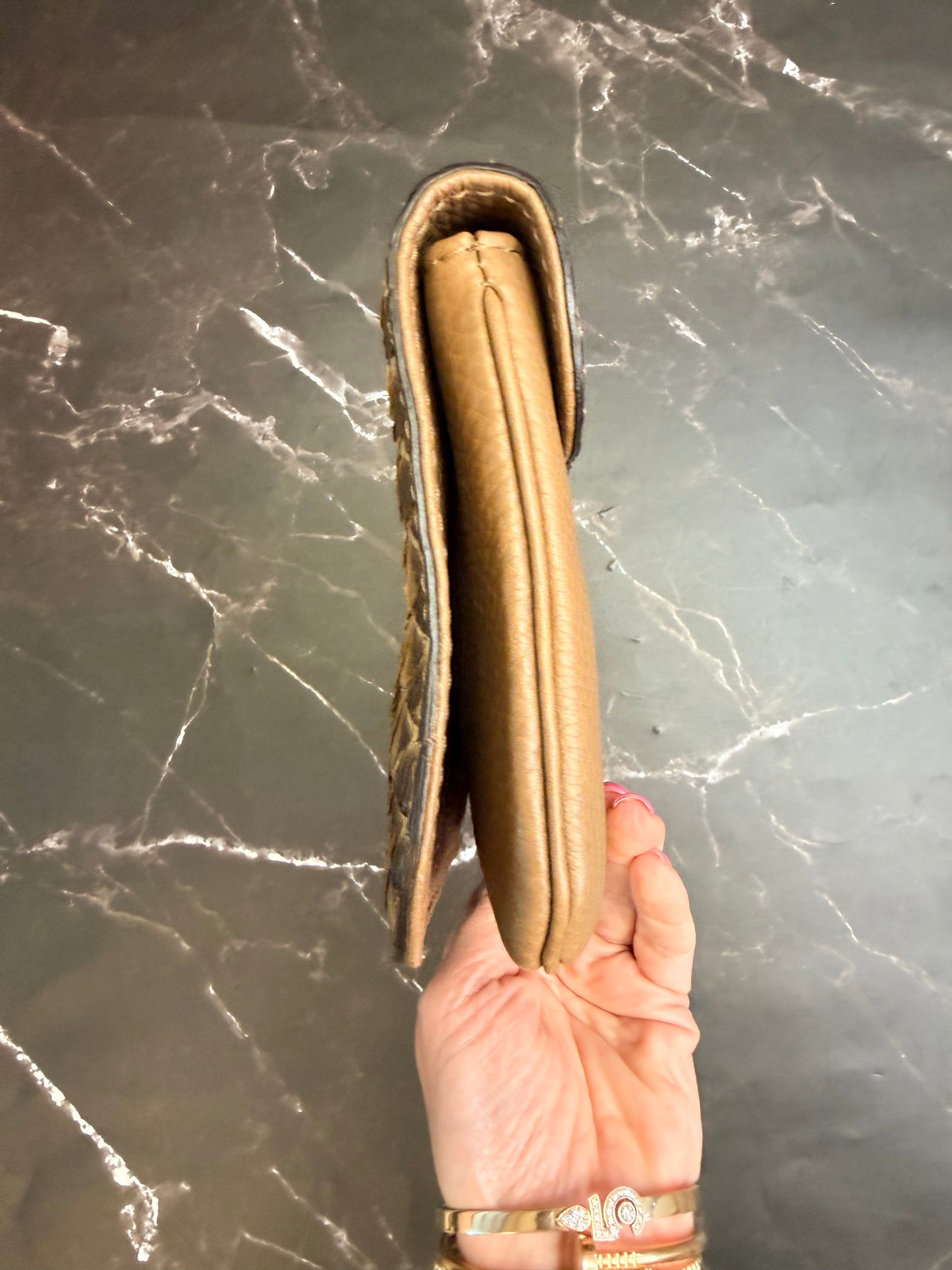 Gucci Brown Python Clutch with dustbag
