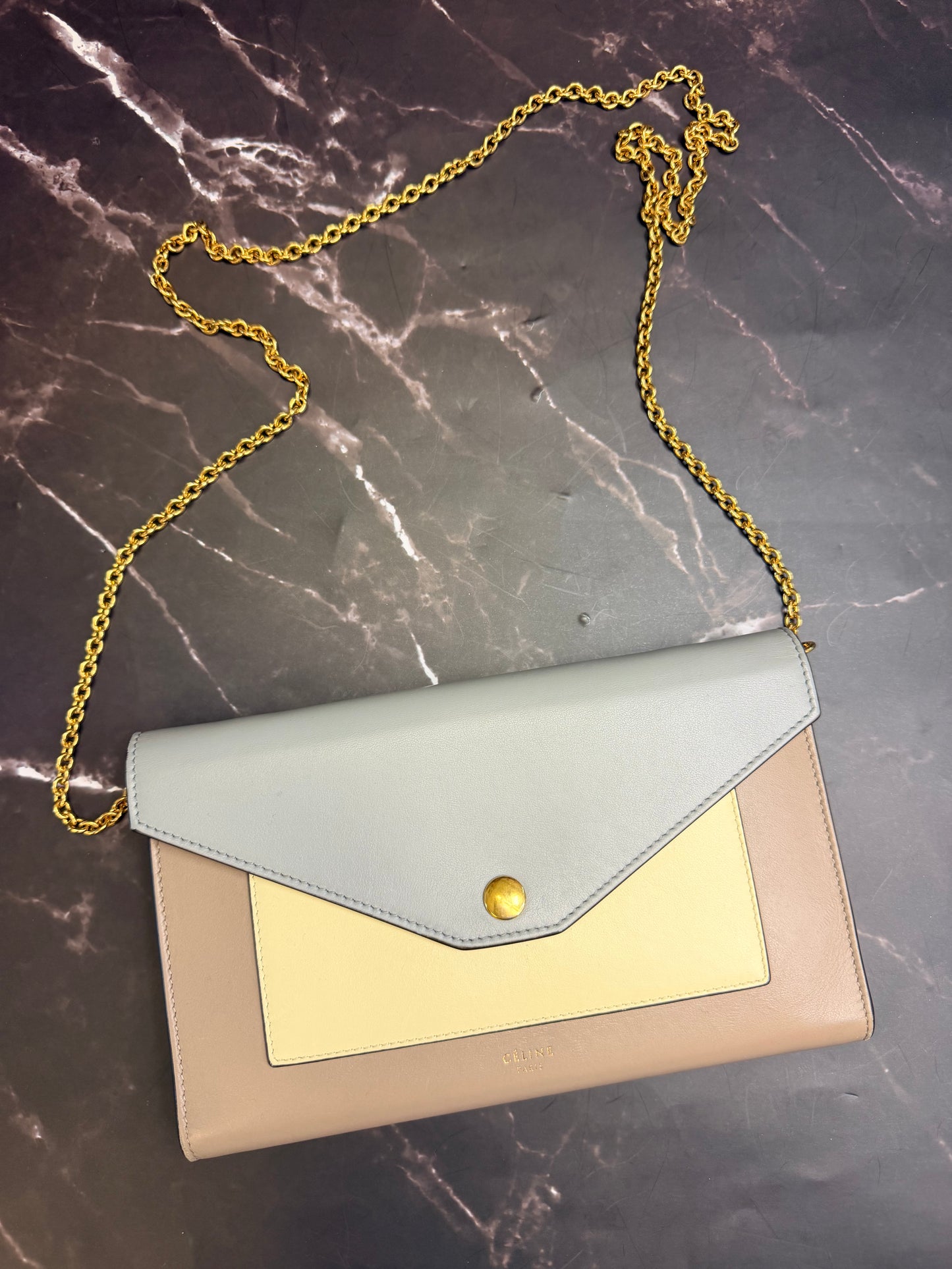 Celine Trifold Leather Wallet on chain WOC