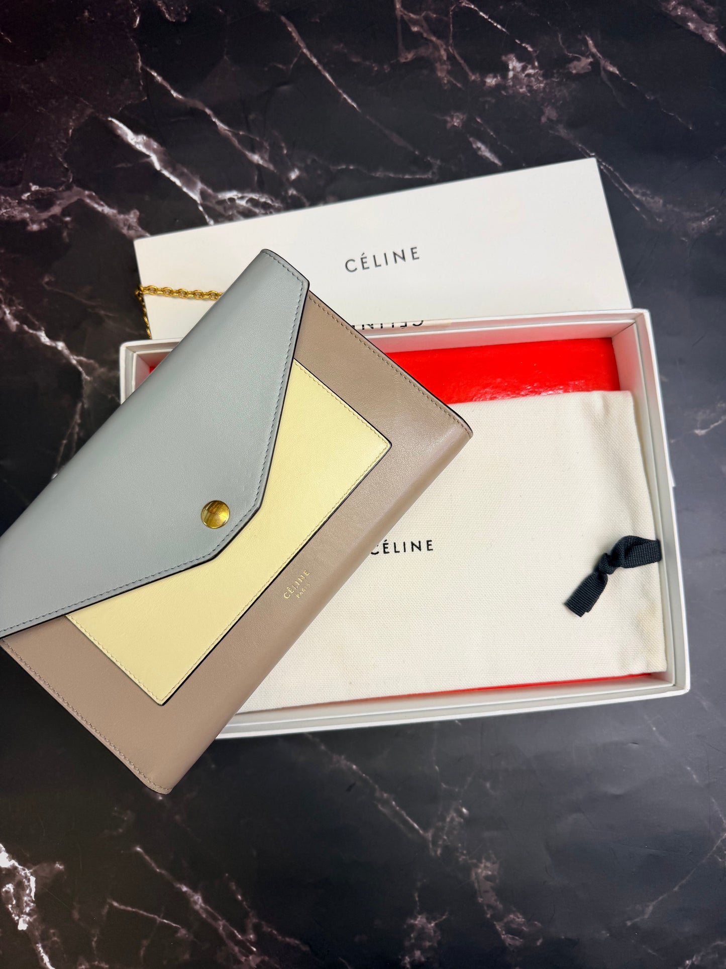 Celine Trifold Leather Wallet on chain WOC