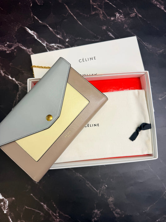 Celine Trifold Leather Wallet on chain WOC