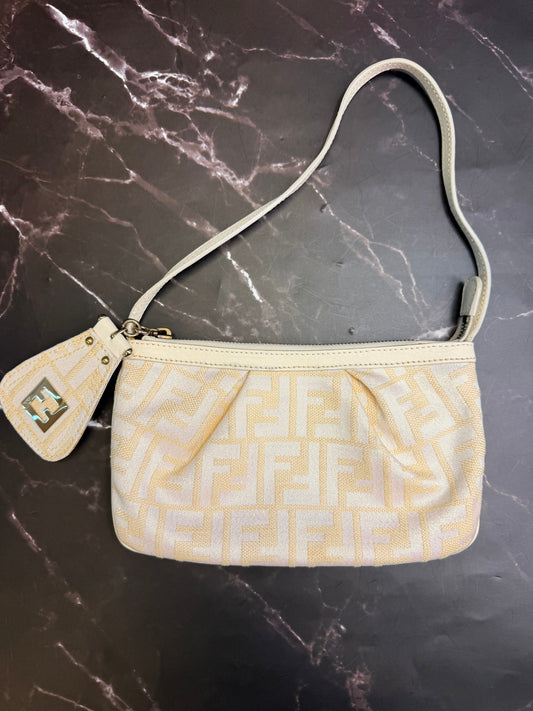 RARE Fendi Vintage Monogram Glitter Canvas Leather Pochette Handbag