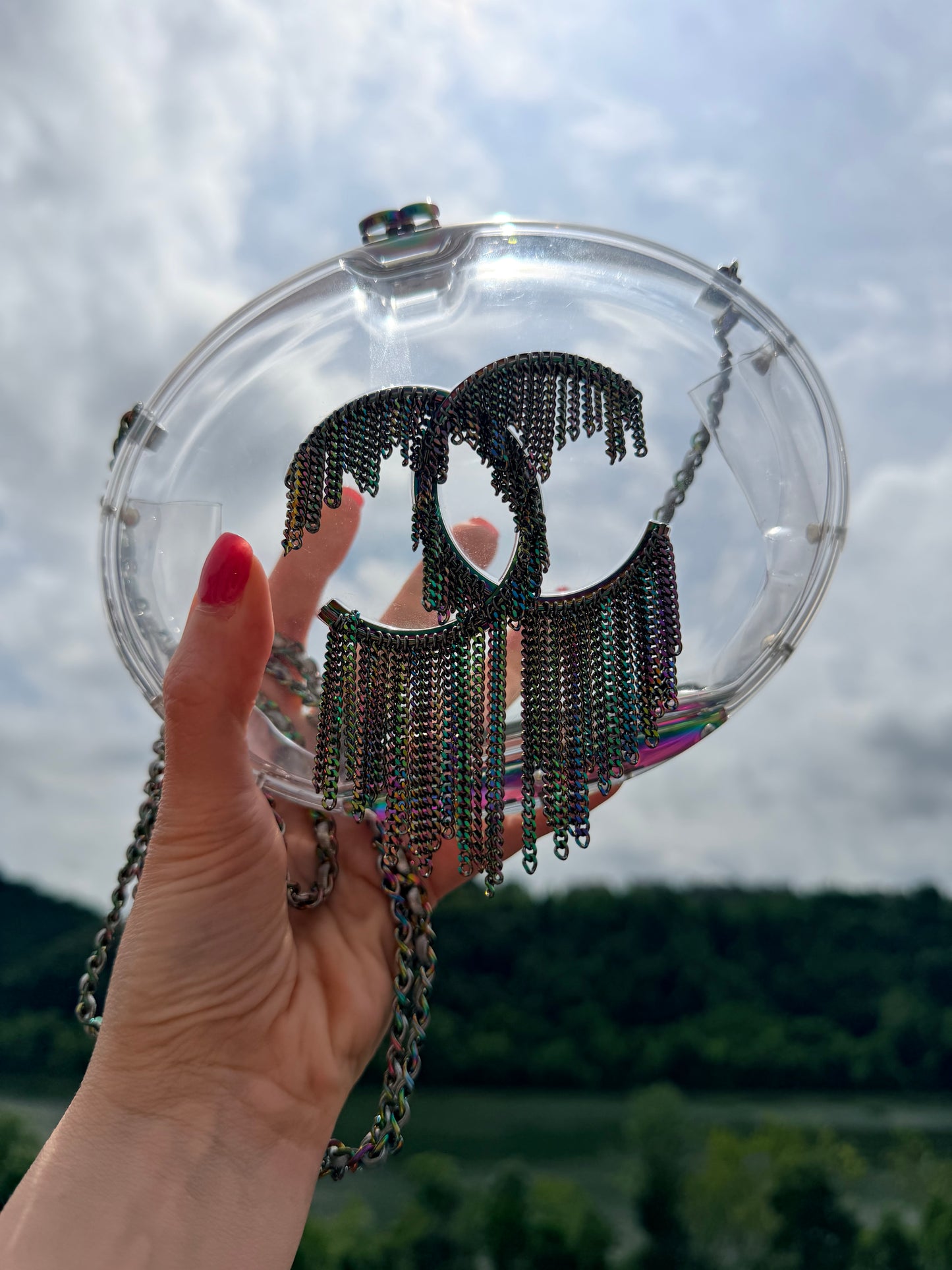 Chanel 2018 Cc Detailed Chain Embellished Acrylic Shoulder Bag Minaudiere
