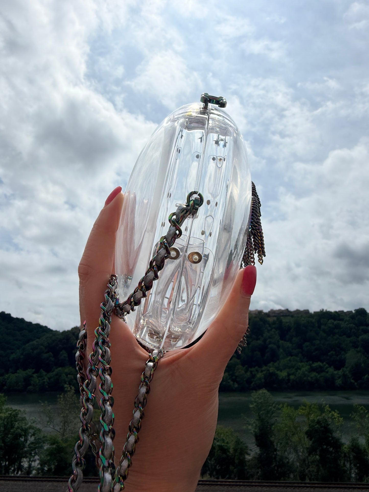 Chanel 2018 Cc Detailed Chain Embellished Acrylic Shoulder Bag Minaudiere