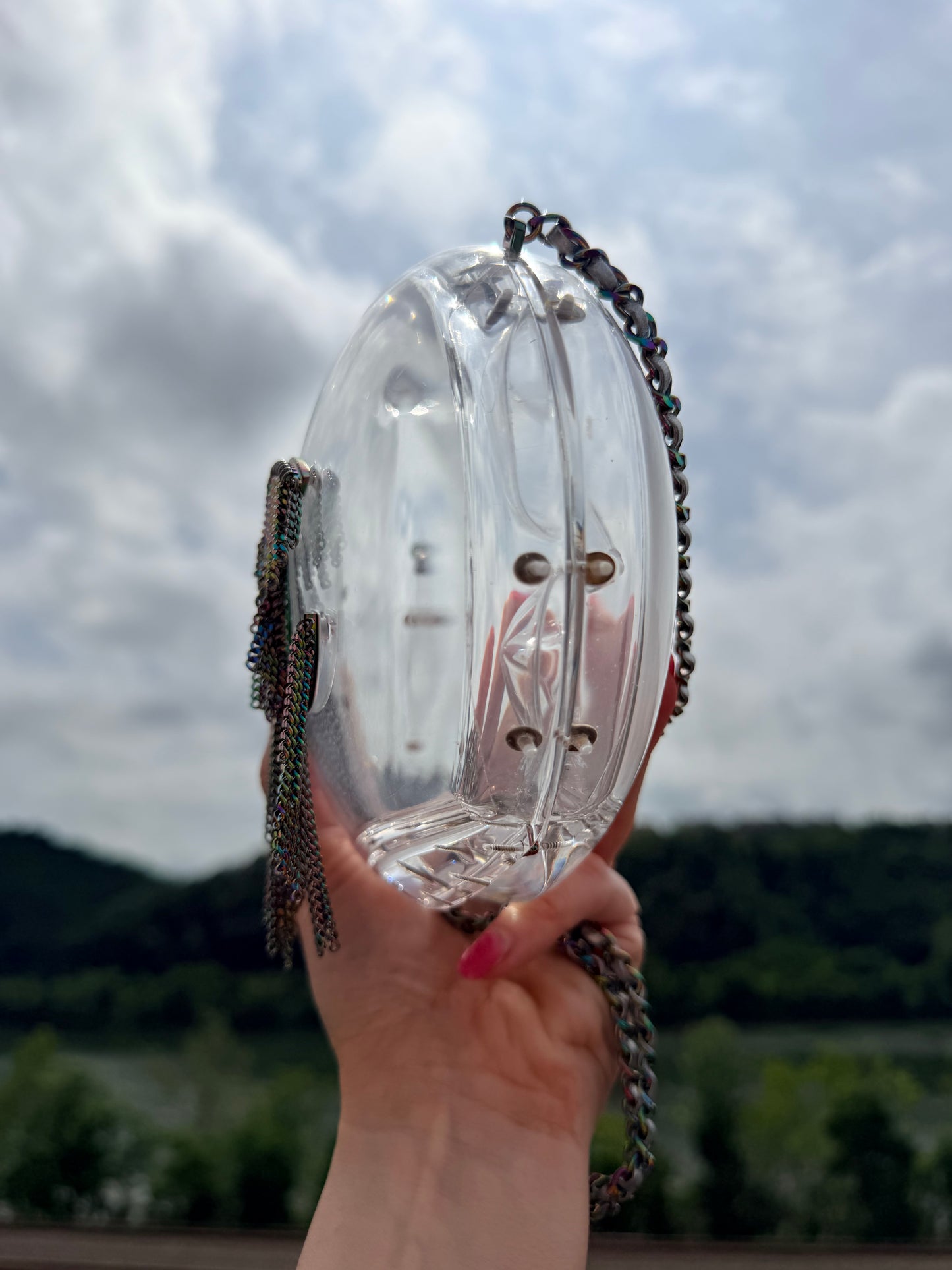 Chanel 2018 Cc Detailed Chain Embellished Acrylic Shoulder Bag Minaudiere