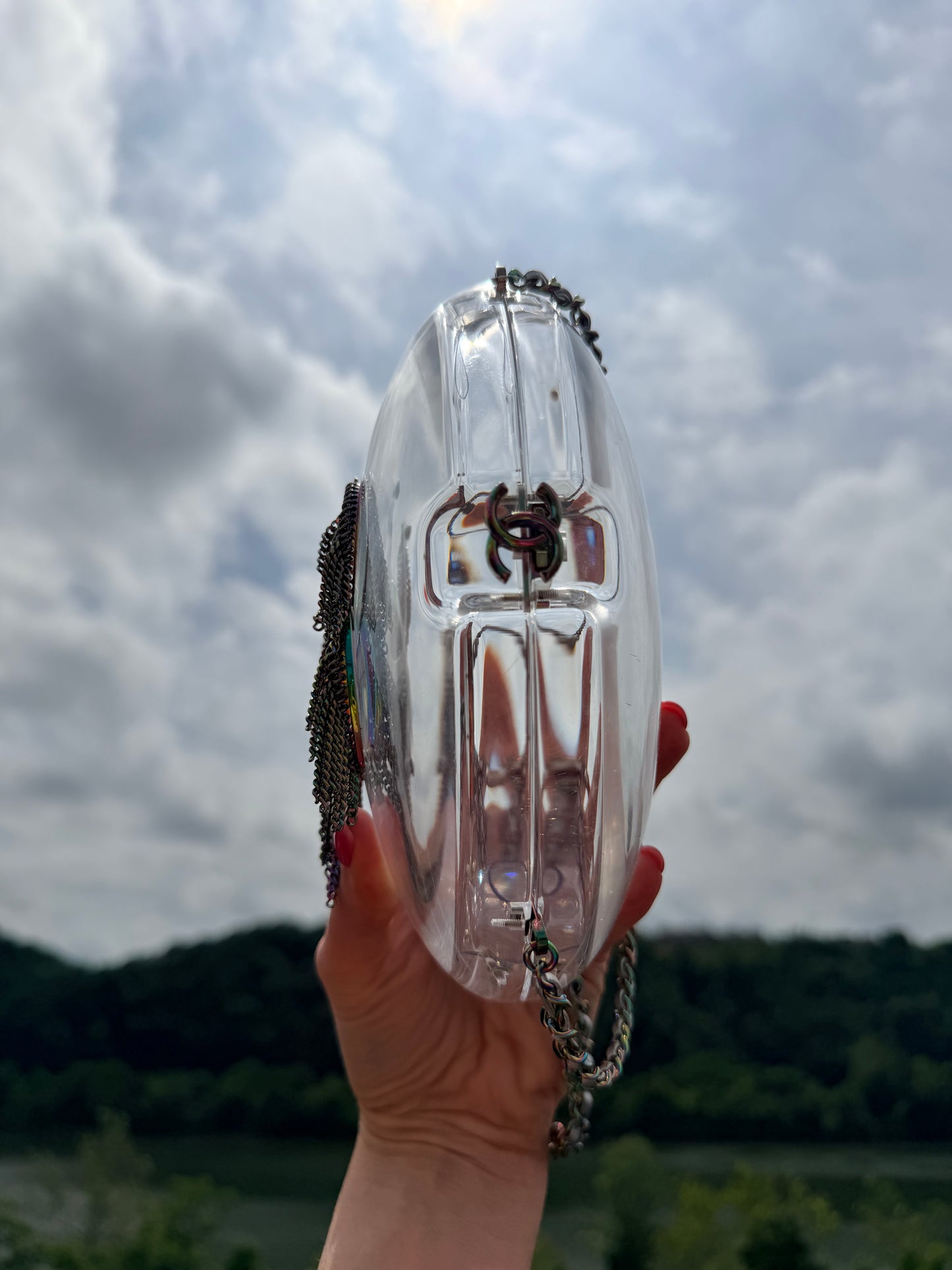 Chanel 2018 Cc Detailed Chain Embellished Acrylic Shoulder Bag Minaudiere