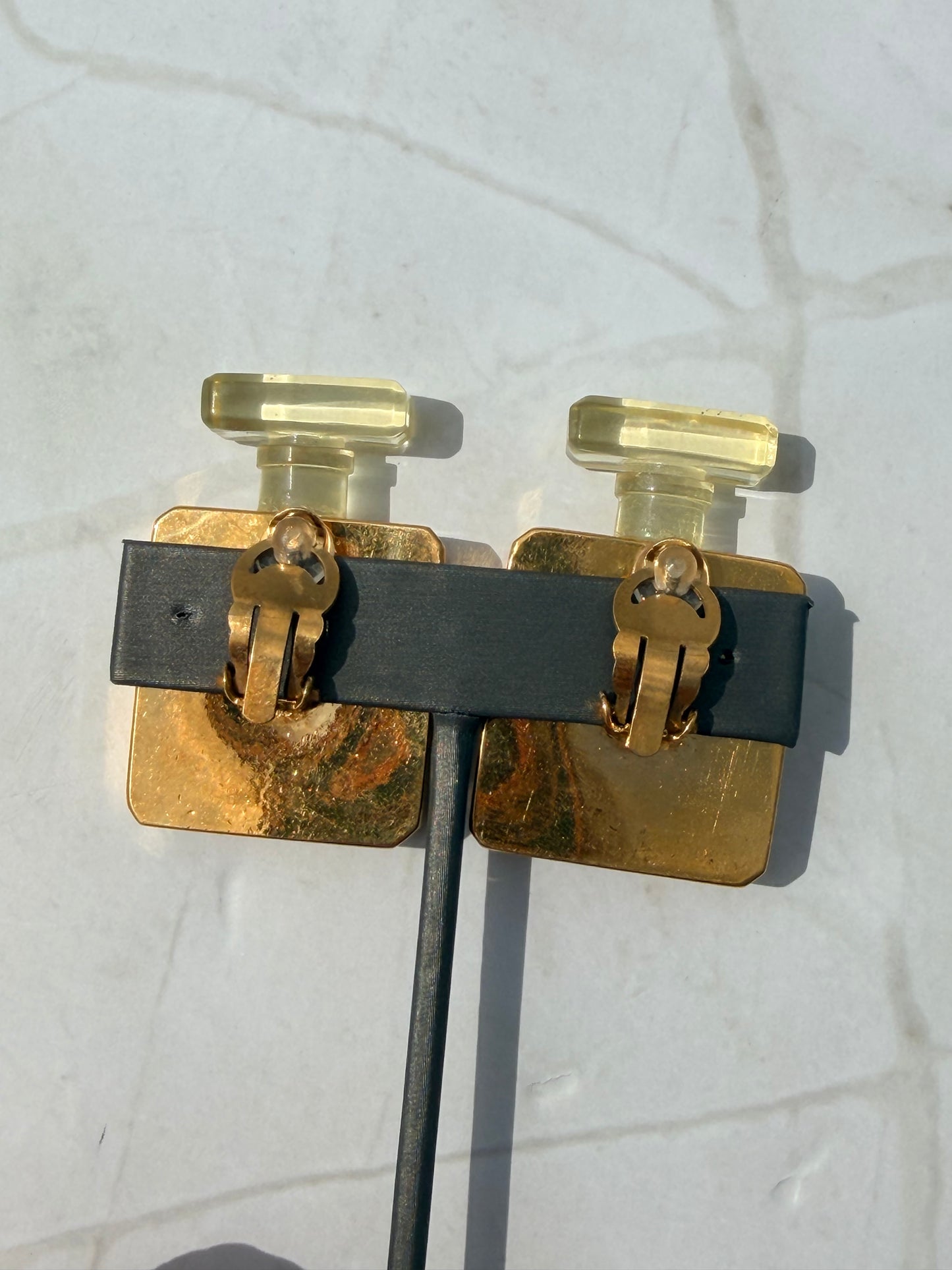 CHANEL ICONIC, VERY RARE MASSIVE PERFUME BOTTLE EARRINGS 1980s
