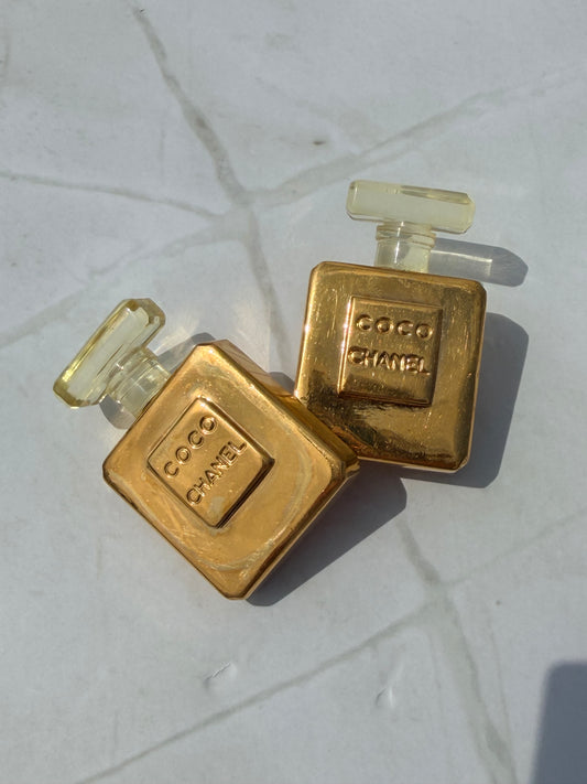 CHANEL ICONIC, VERY RARE MASSIVE PERFUME BOTTLE EARRINGS 1980s