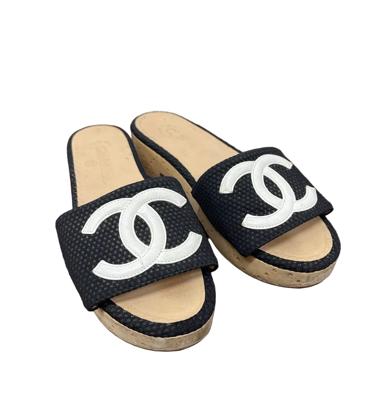 Chanel 38 1/2 Slides with big LOGO