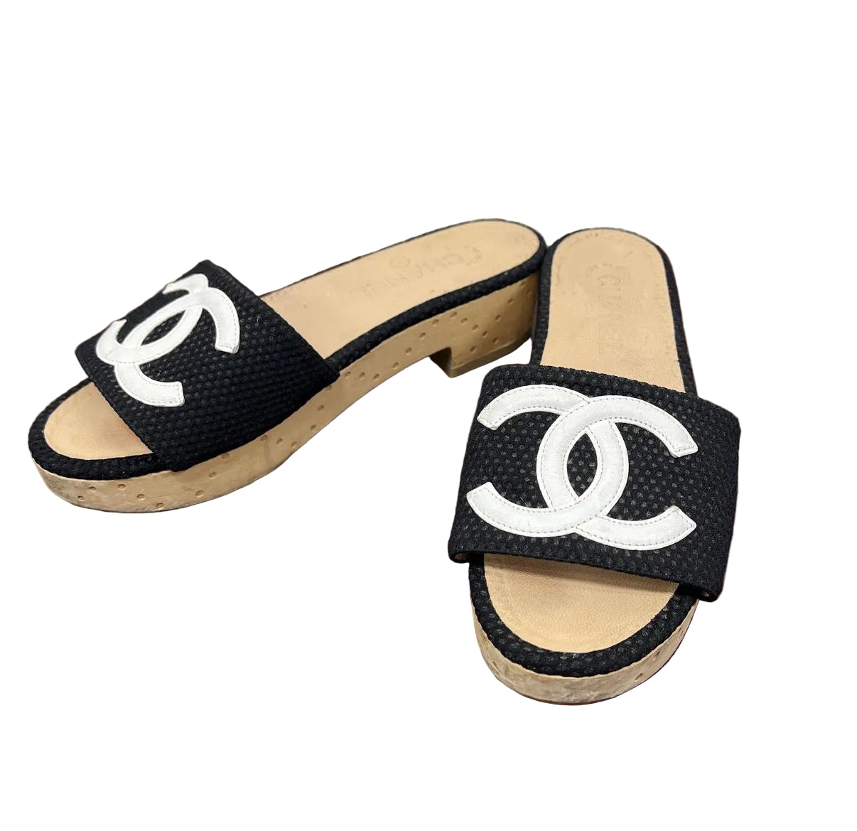 Chanel 38 1/2 Slides with big LOGO