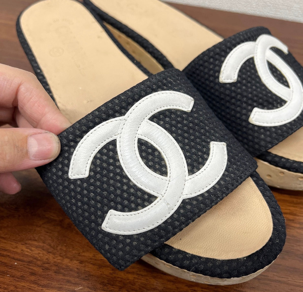 Chanel 38 1/2 Slides with big LOGO