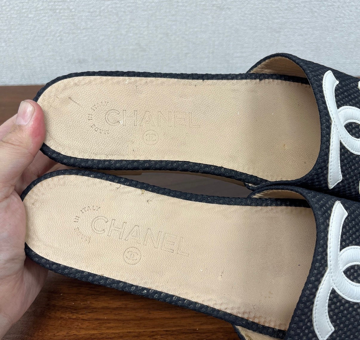 Chanel 38 1/2 Slides with big LOGO