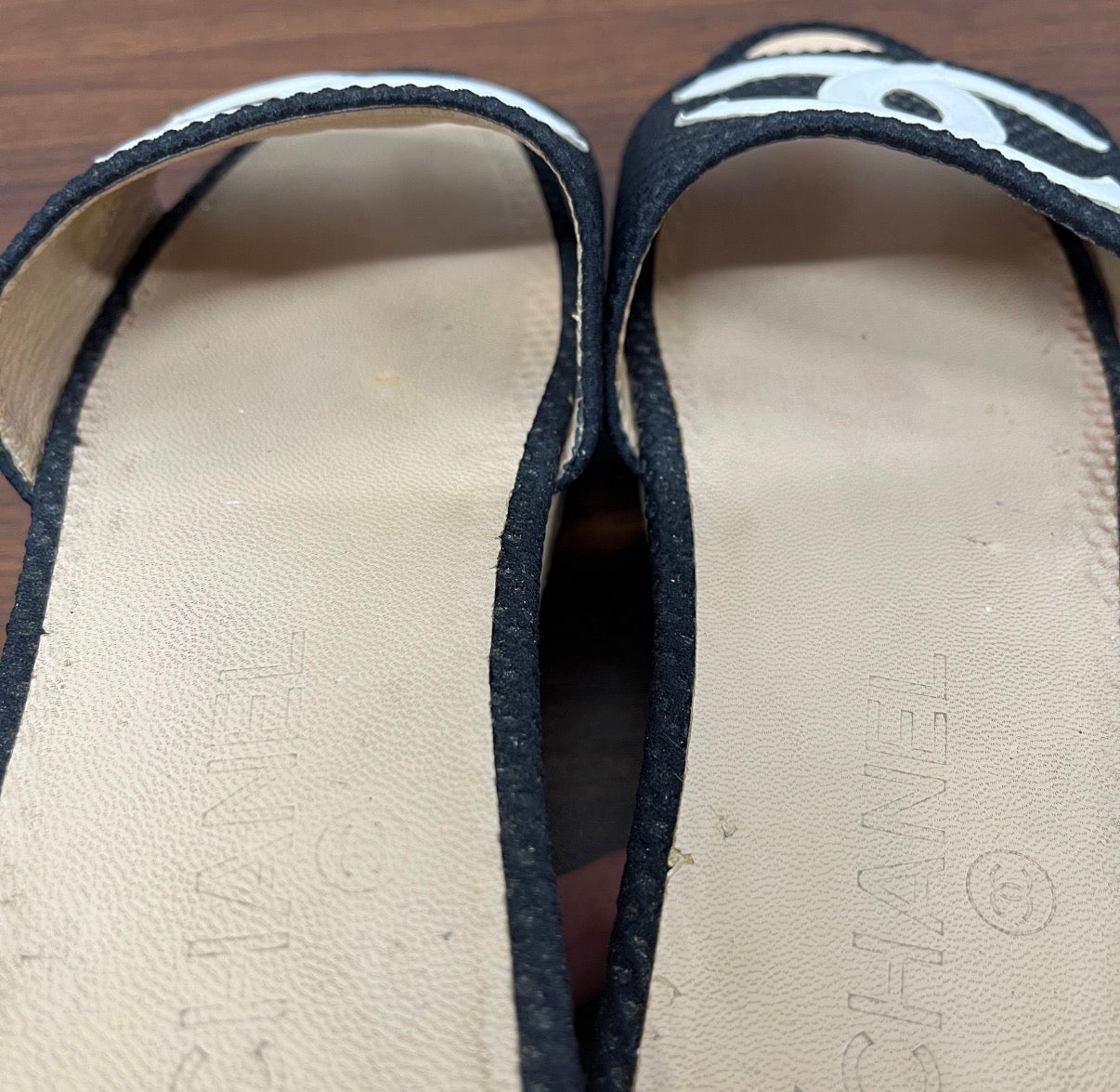 Chanel 38 1/2 Slides with big LOGO