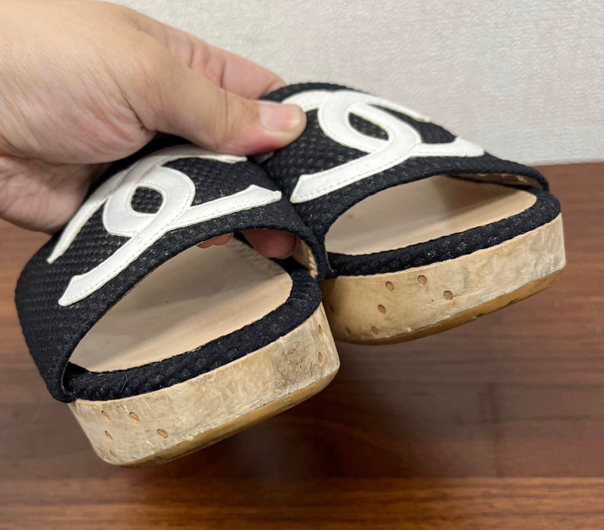 Chanel 38 1/2 Slides with big LOGO