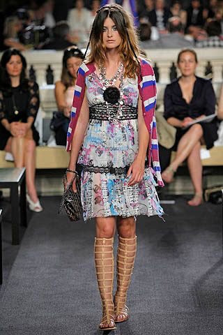Chanel Silk Tank top in iconic Graffiti print and lace.