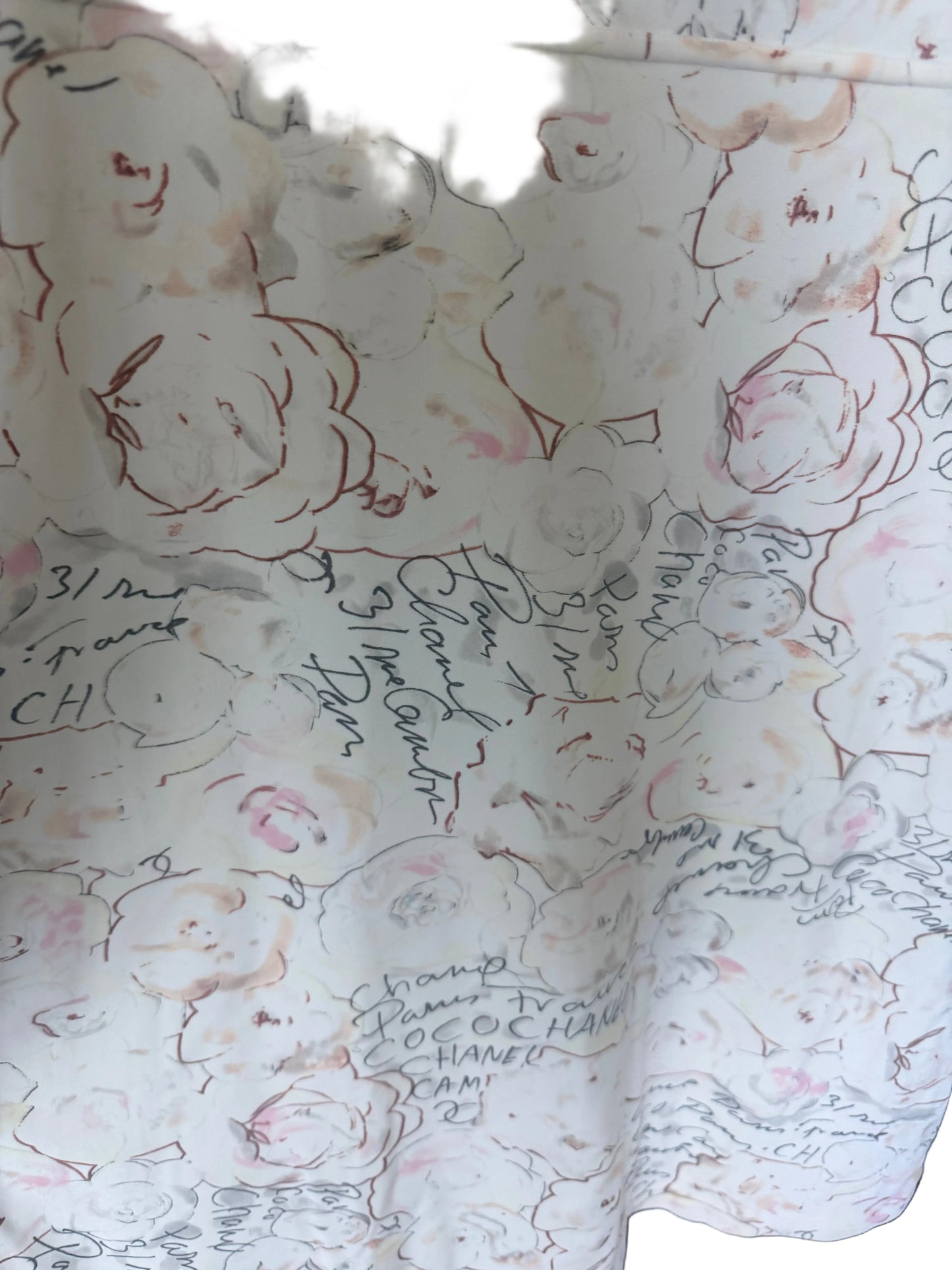 Chanel 1998 Cruise Ivory Camellia Print Dress by Karl Lagerfeld