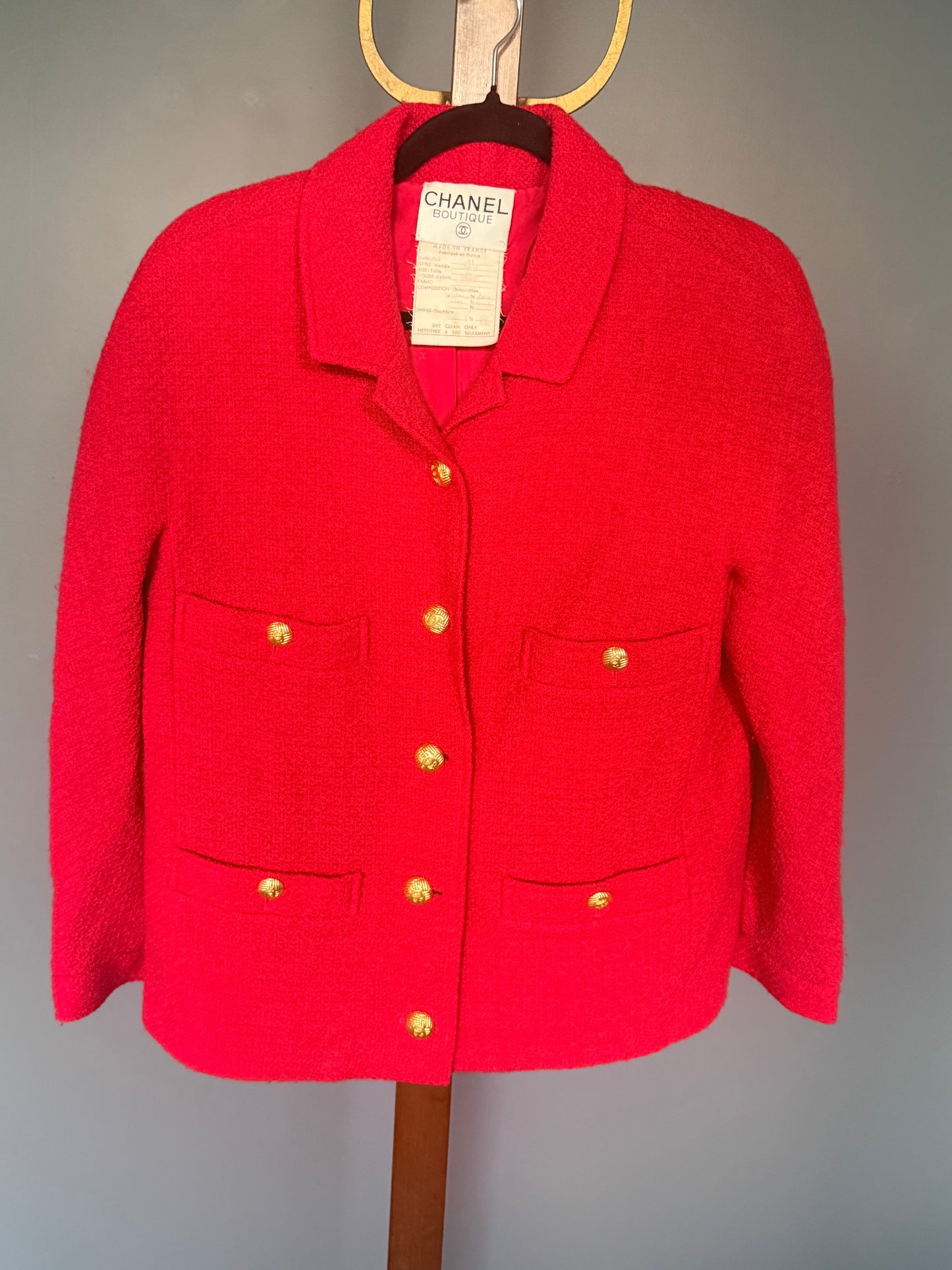 Chanel Pink Boxy Collection 19 Tweed Jacket FR 40