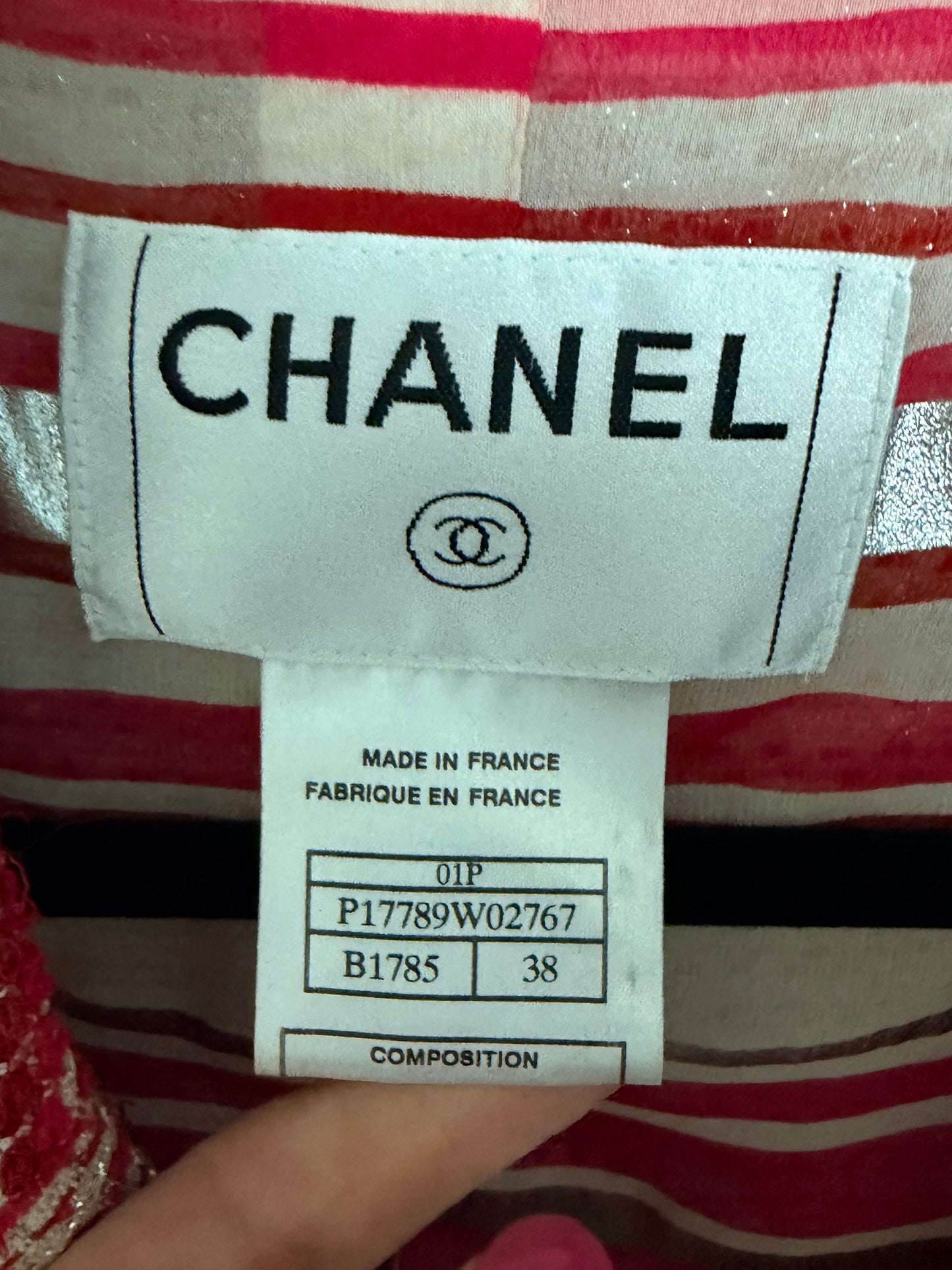 Chanel Runway Pink Silver and Cream Skirt Set 01P Fr 38