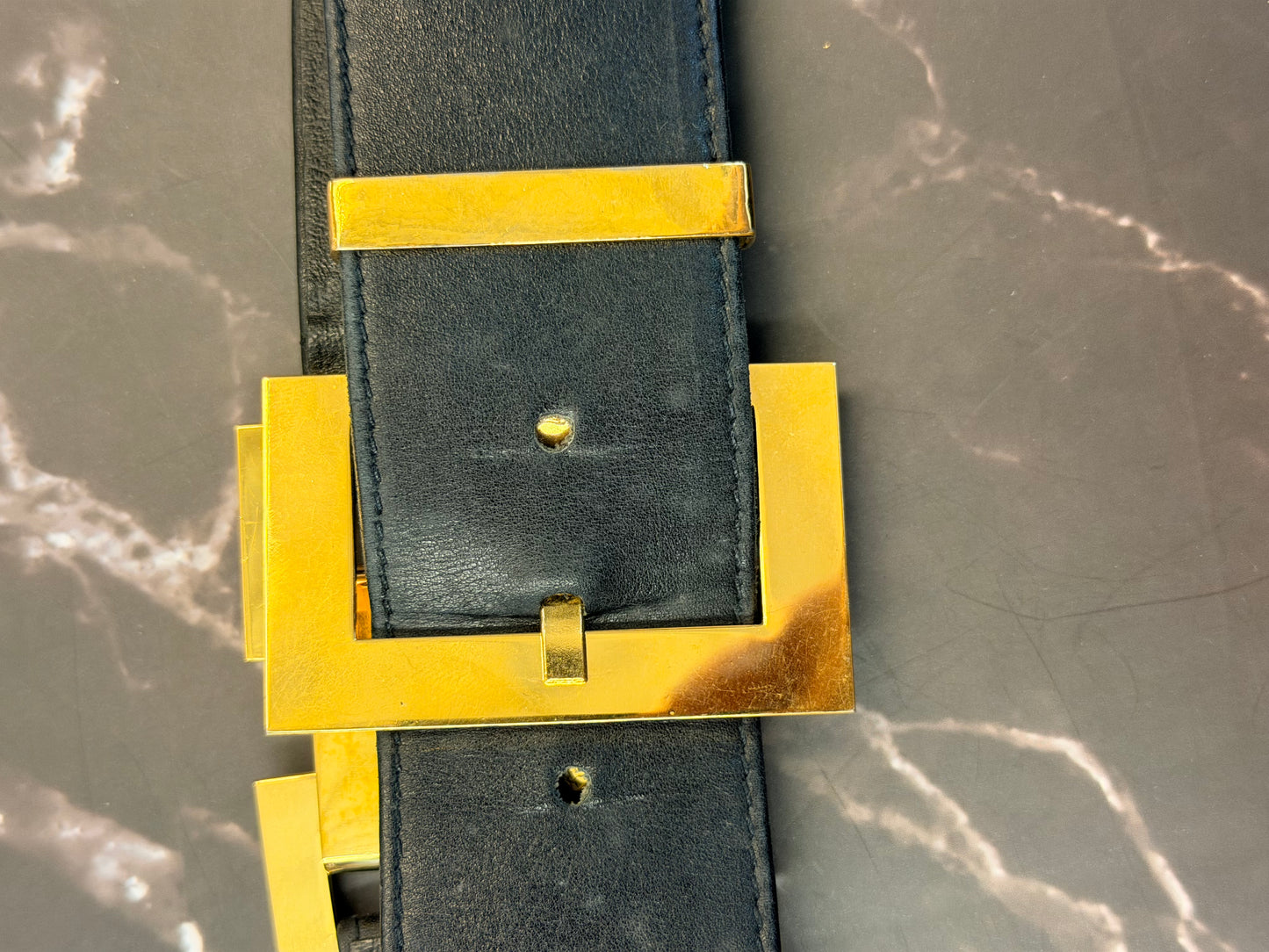 Vintage Chanel Leather Belt with gold CC Vintage 85 Belt