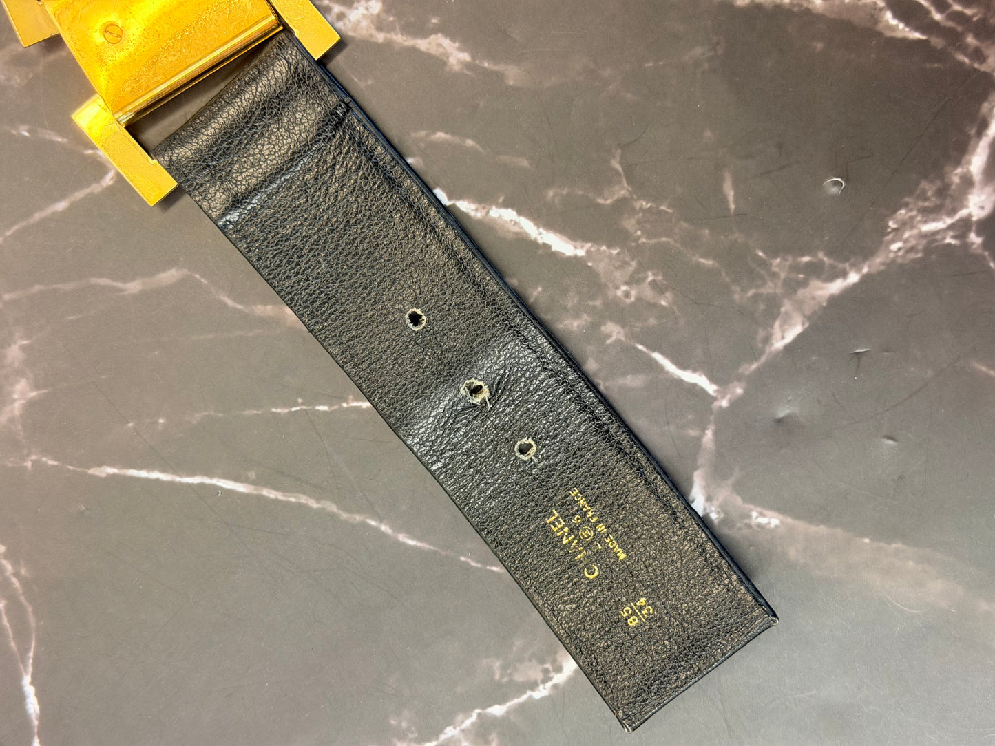 Vintage Chanel Leather Belt with gold CC Vintage 85 Belt