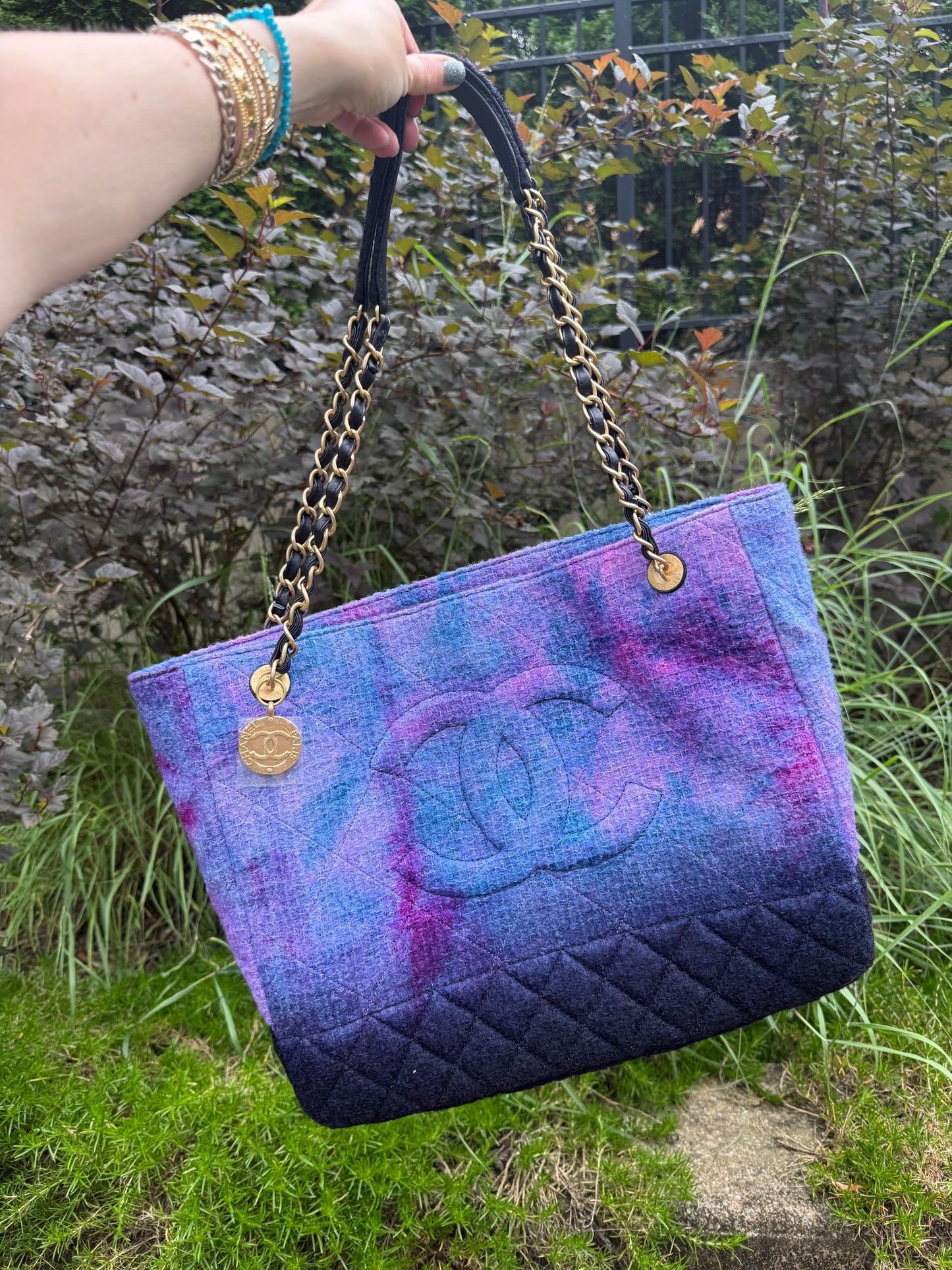 Chanel Large Tie-Dye Tweed Runway Shopping Tote 2020