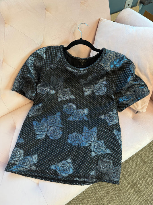 Chanel 2017 cruise Paris Cuba metallic Camellia black Tshirt / Blouse FR 42