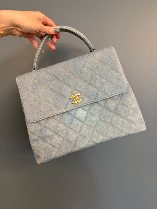 CHANEL  Matelasse Kelly Handbag In Baby Blue SERIES 4