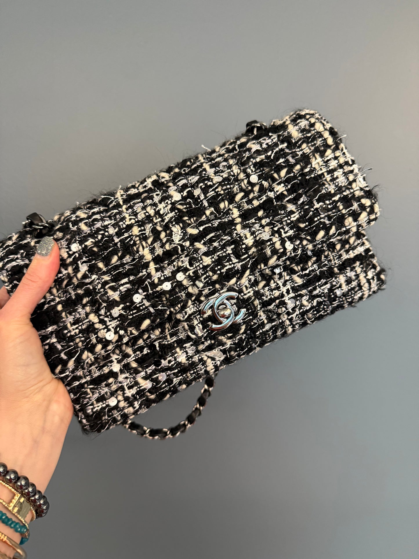 Chanel Tweed with Sequence Double Flap