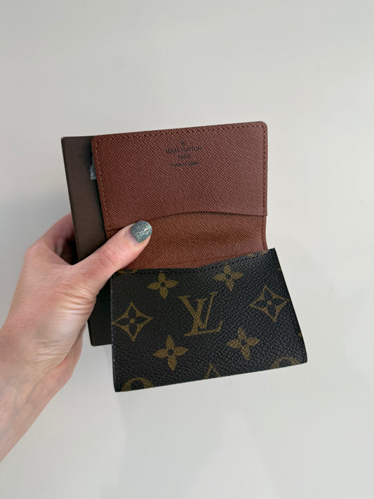 Louis Vuitton LV Monogram Card Case Coated Canvas Leather Brown