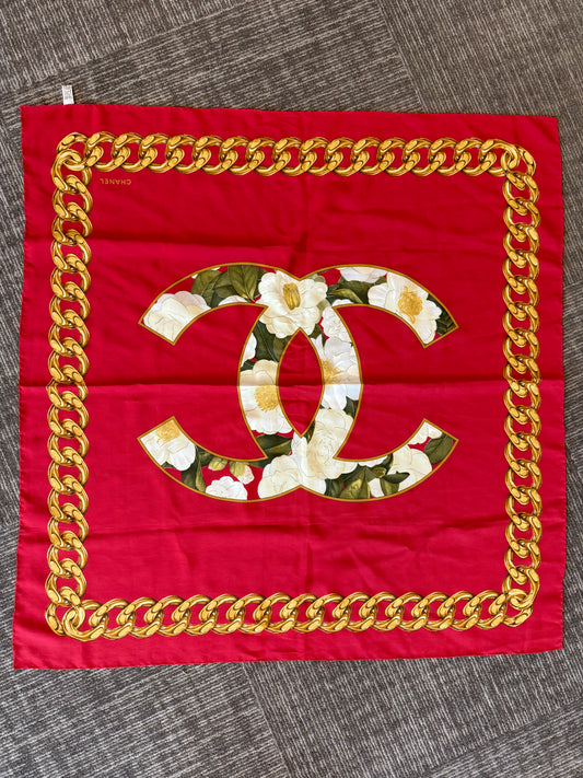 CHANEL Silk COCO Mark Scarf- 33.1”x 33.1”