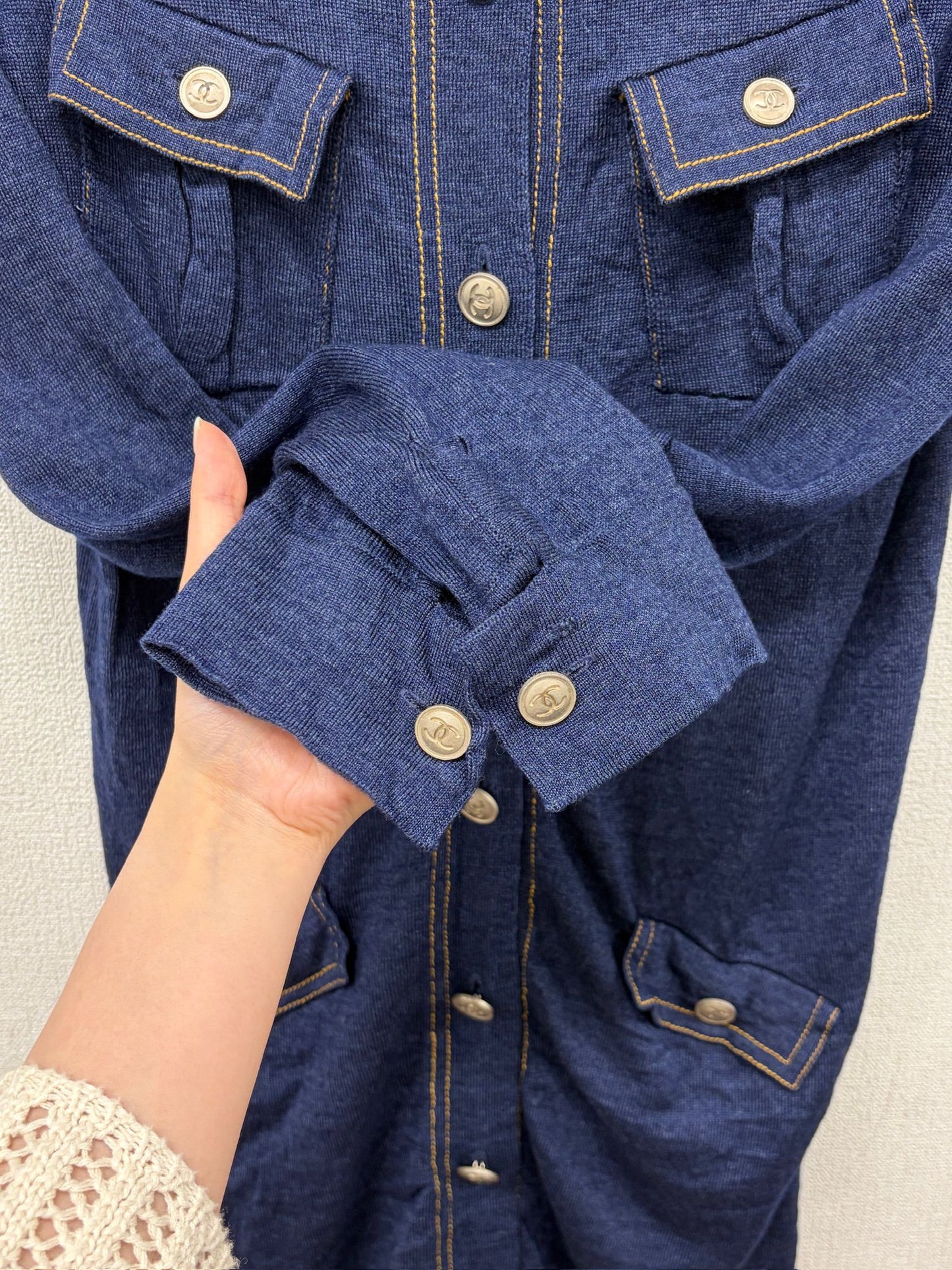 Chanel Blue "Denim"  Cardigan Tunic Dress  FR 34