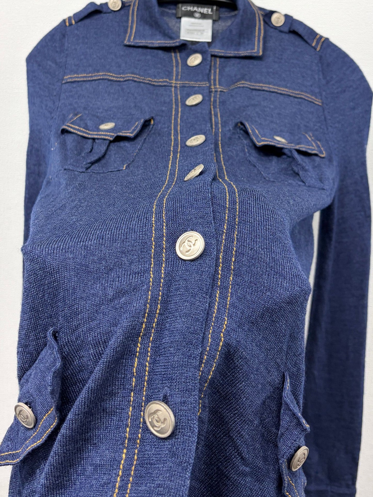 Chanel Blue "Denim"  Cardigan Tunic Dress  FR 34