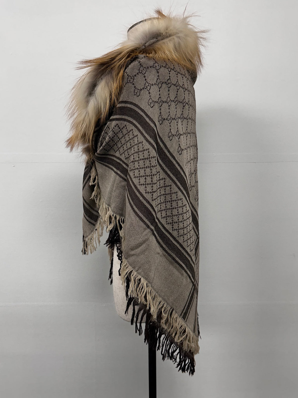 Gucci Fur Trimmed Shawl with Box