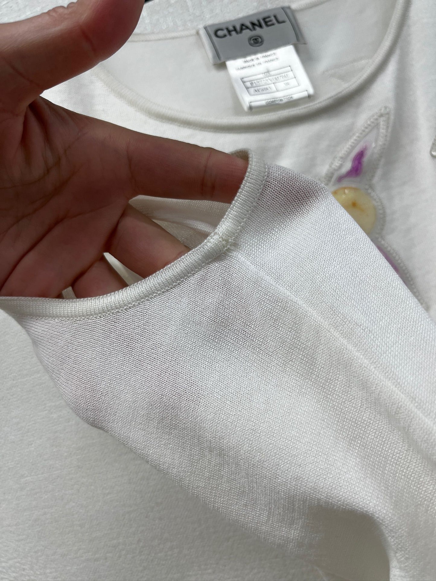 Chanel White CC logo tank top 00S Fr 38
