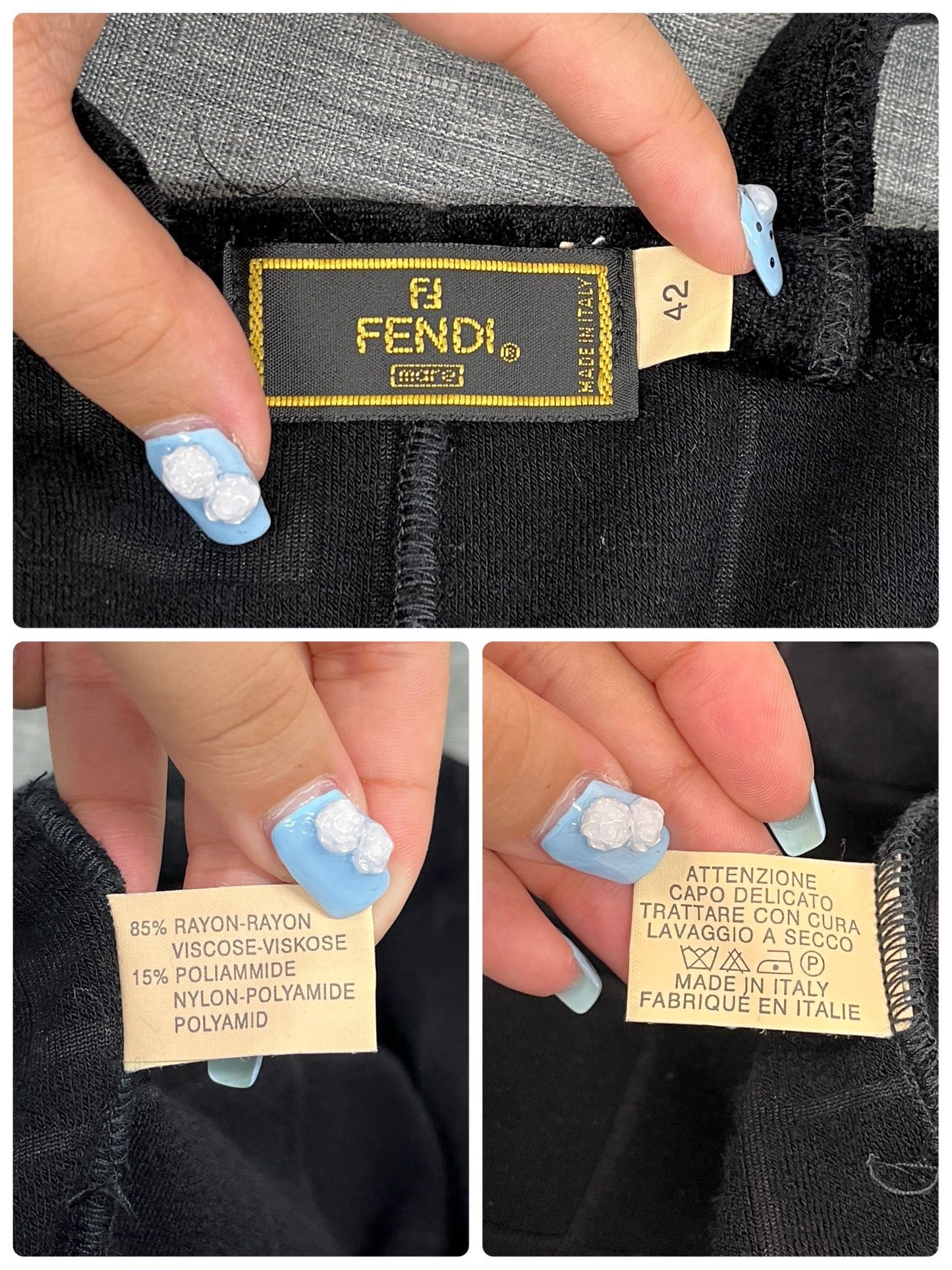 Fendi Velour Black Wrap Dress