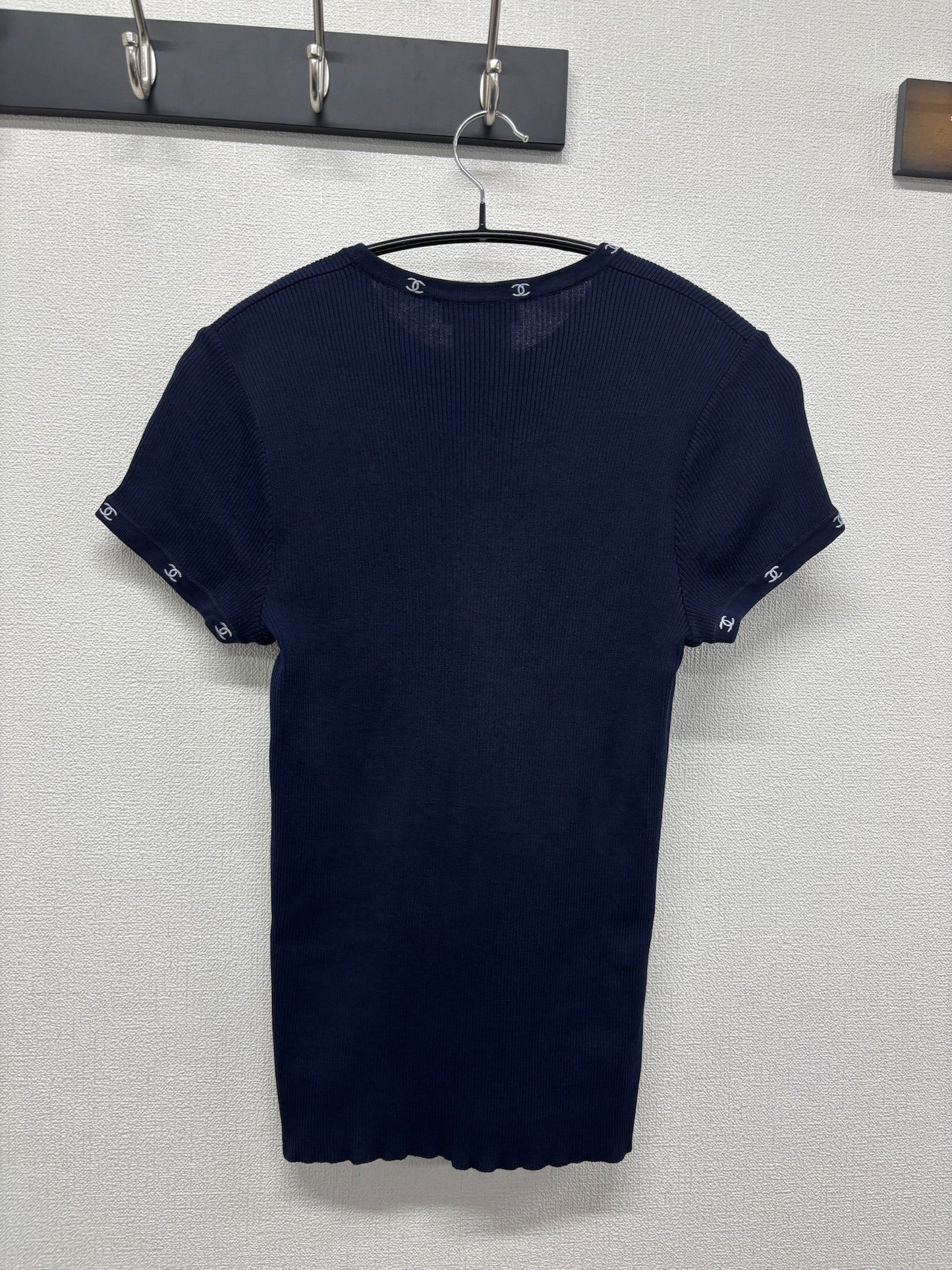 Chanel Navy CC logo on Trim Tshirt from 96C FR 46