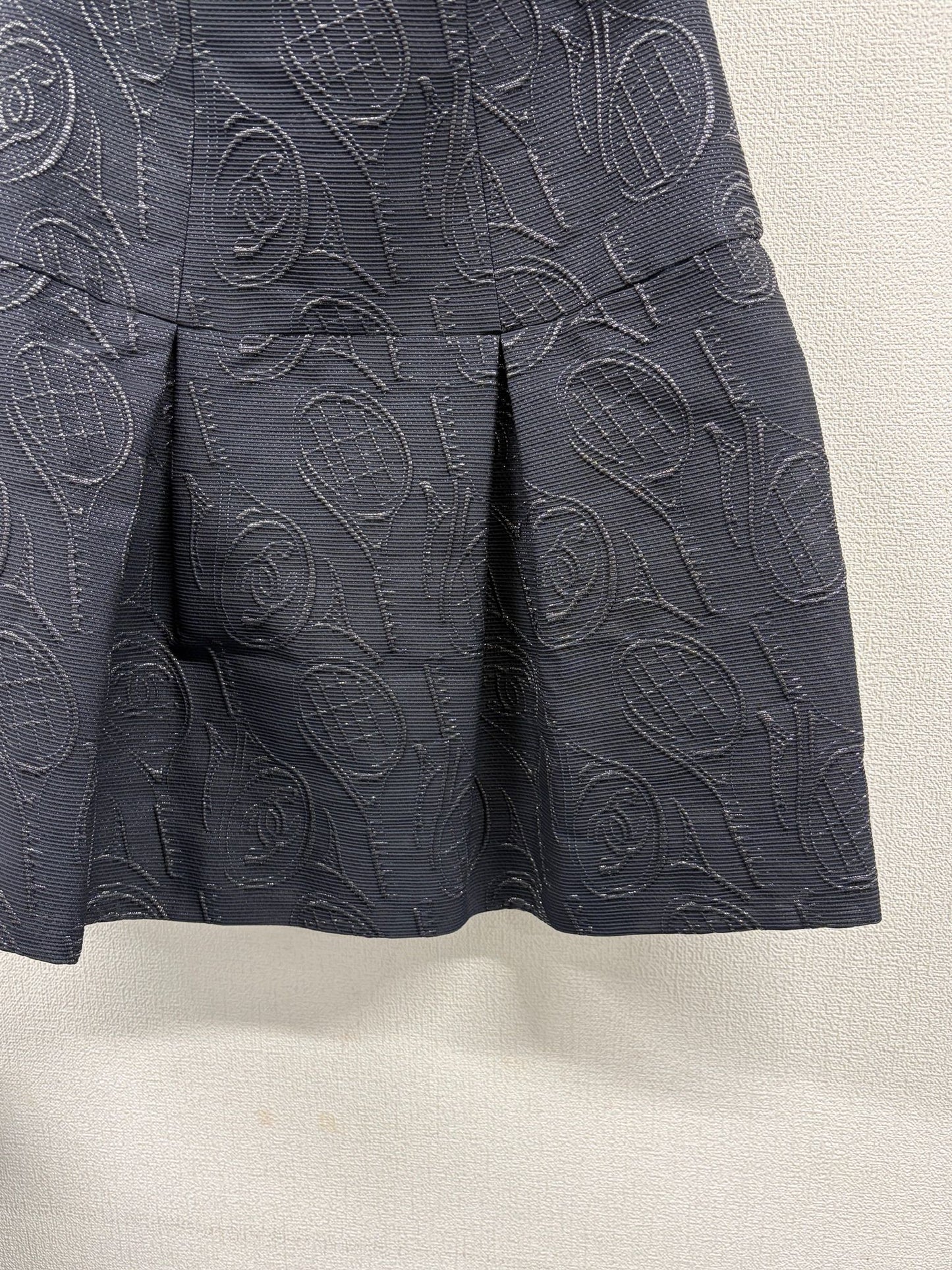 Chanel Navy Strapless Logo and Tennis Racket Dress Fr 36 09P